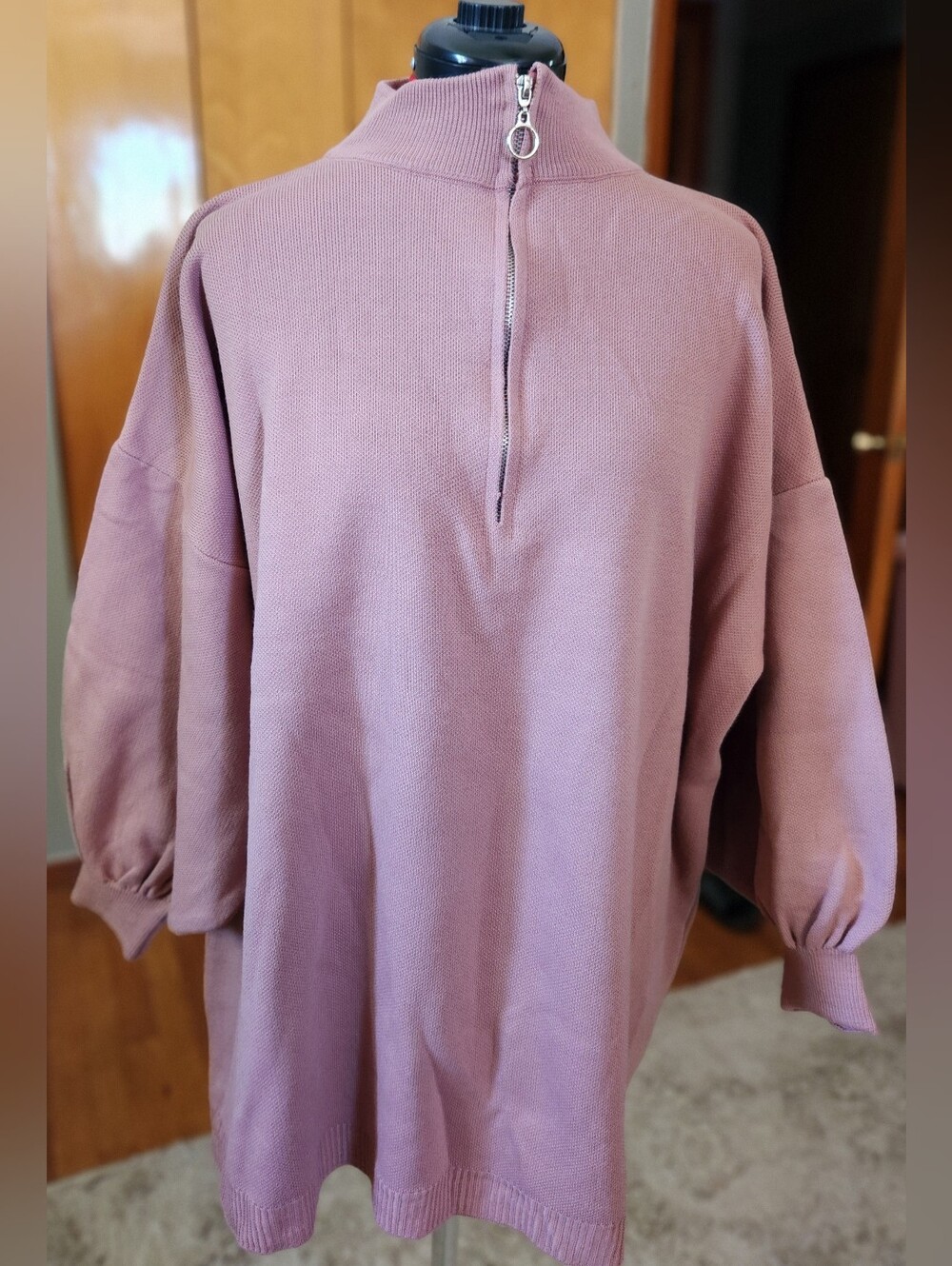 Women's Mauve Pull Over Half Zip Sweater